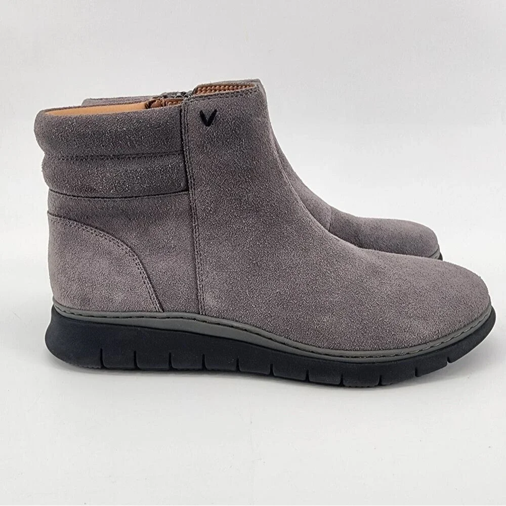 Vionic Arya Grey Nubuck Leather‎ Ankle Boots Size 8